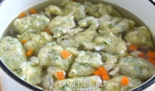 суп с клецками на курином бульоне