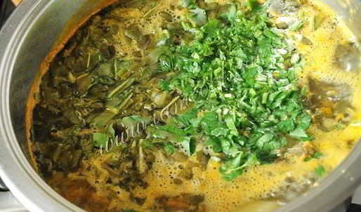 зеленый борщ со щавелем на мясном бульоне