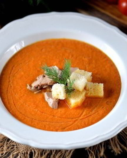 Рецепт гаспачо с печенью трески