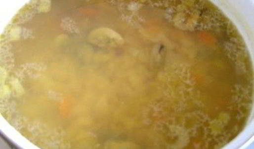 гороховый суп с мидиями