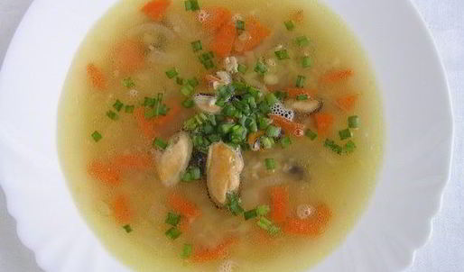 гороховый суп с мидиями