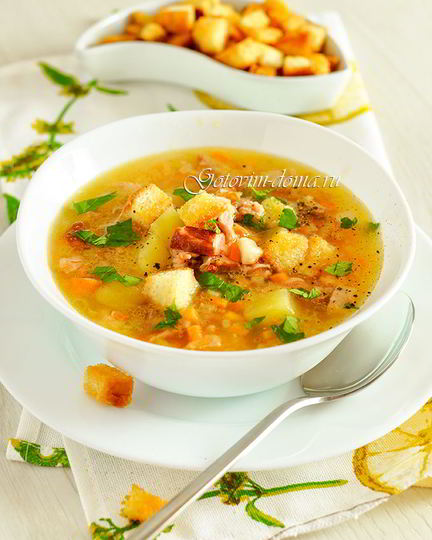 Рецепт супа горохового с копчеными ребрышками