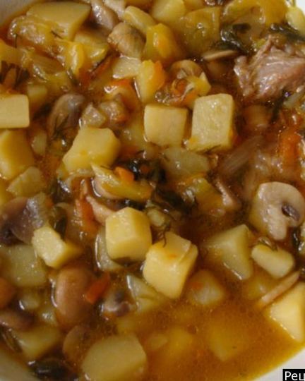 Рецепт грибного супа с мясом из шампиньонов