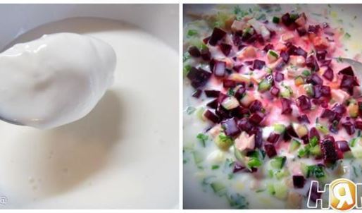 летний холодный суп со свеклой