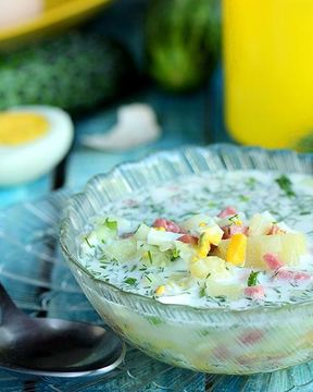 Окрошка классическая с колбасой на воде