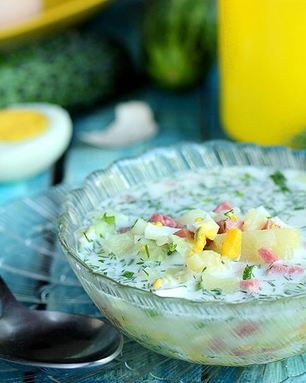 Окрошка классическая с колбасой на воде