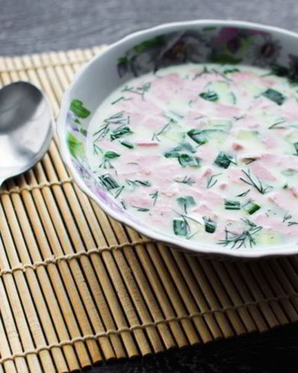 Рецепт окрошки на воде с копченой колбасой