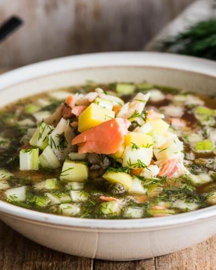 Рецепт окрошки рыбной на квасе