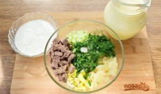 окрошка с говядиной