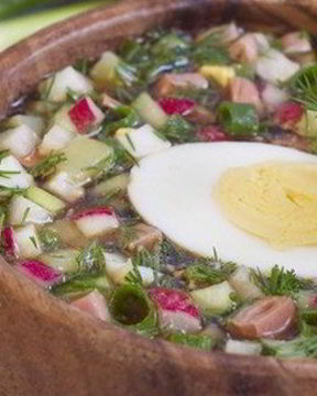 Окрошка с колбасой на пиве