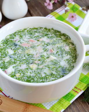 Окрошка с колбасой