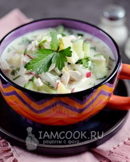 Рецепт окрошки с куриной грудкой