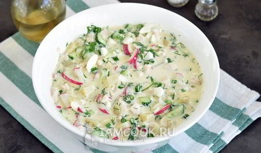 окрошка с куриной грудкой