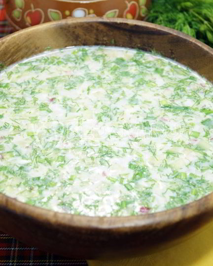 Рецепт окрошки с курицей на квасе