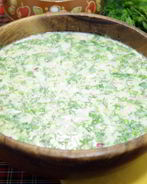 Окрошка с курицей на квасе