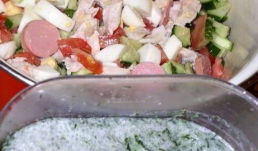 окрошка с курицей на простокваше
