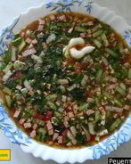 Окрошка с вареной колбасой на квасе