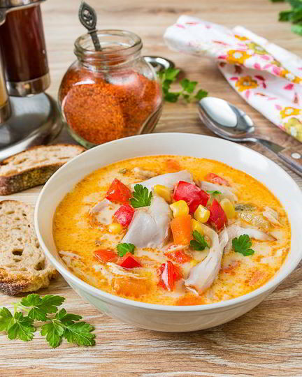 Рецепт острого супа с курицей и кукурузой