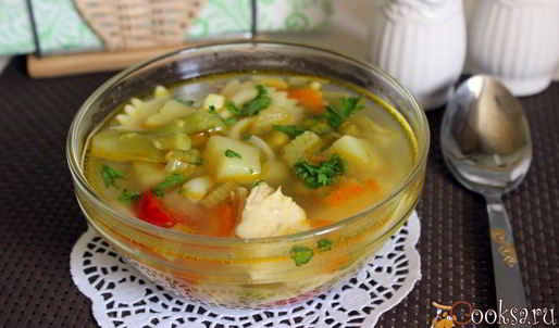 куриный суп с овощами и фарфалле