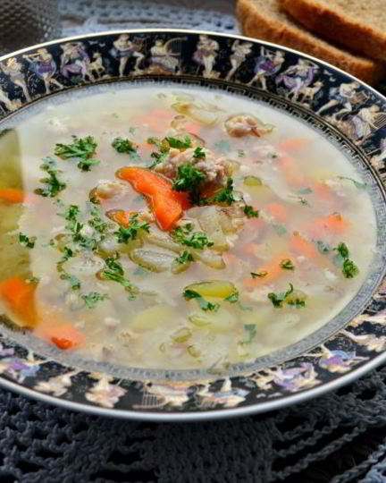 Рецепт овощного супа с гречкой и куриным фаршем