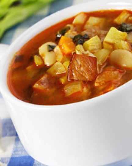 Рецепт овощного супа с копченой грудинкой