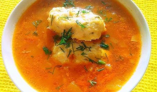 овощной суп с куриными кнелями