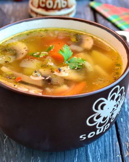 Рецепт овощного супа с шампиньонами и вермишелью