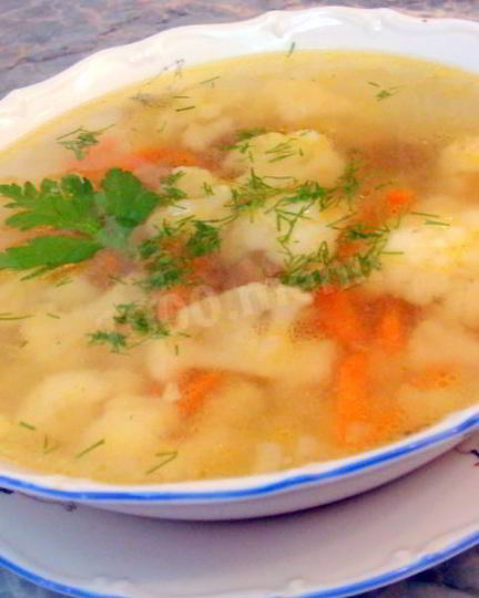 Рецепт овощного супа с цветной капустой