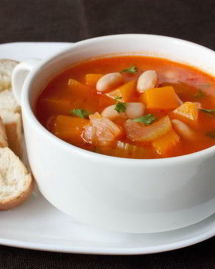 Рецепт овощного супа с тыквой и фасолью
