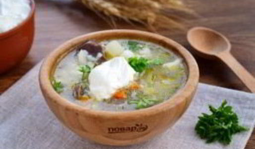 рассольник с гусиными потрошками