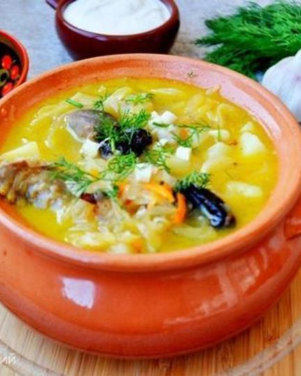 Рецепт кислых щей с утиными потрошками и черносливом