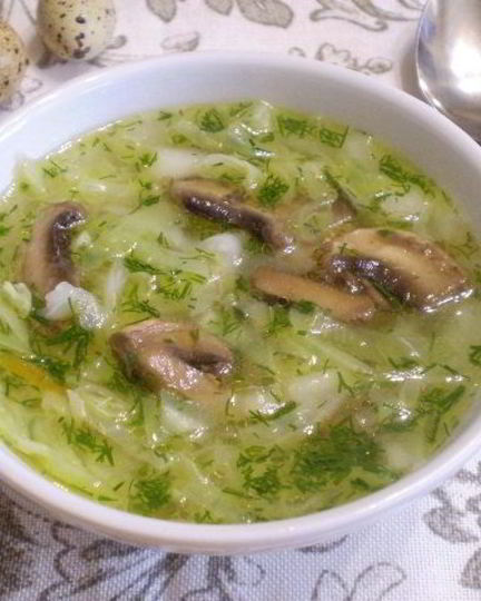 Рецепт постных щей из свежей капусты с грибами
