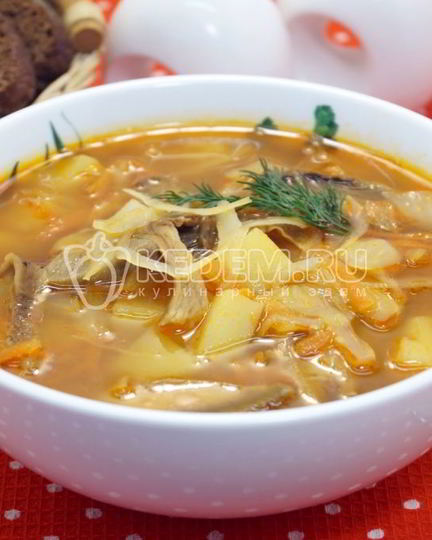 Рецепт постных щей с капустой и грибами