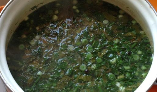 щи зеленые с крапивой на курином бульоне