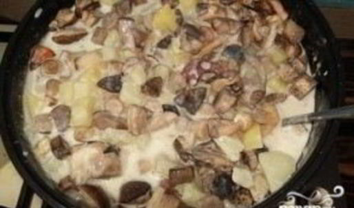 грибная солянка с картошкой и сметаной