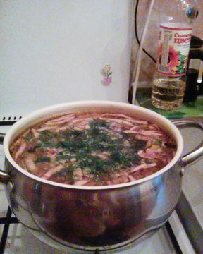 Солянка на курином бульоне