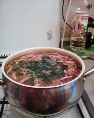 Солянка на курином бульоне