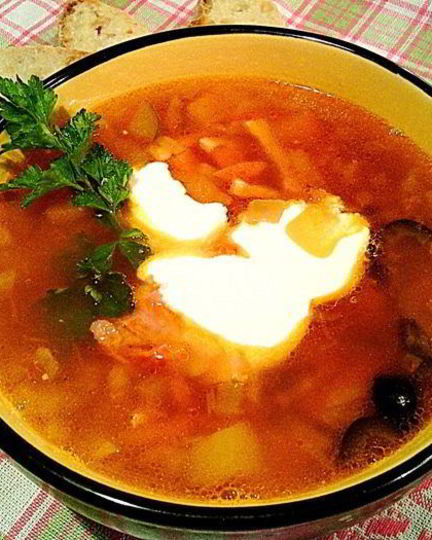 Рецепт солянки с печеным перцем