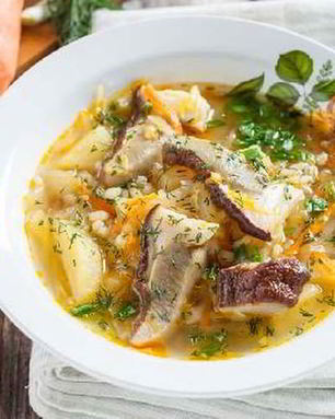 Суп из сушеных грибов с перловкой