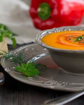 Овощной суп-пюре с запеченным сладким перцем