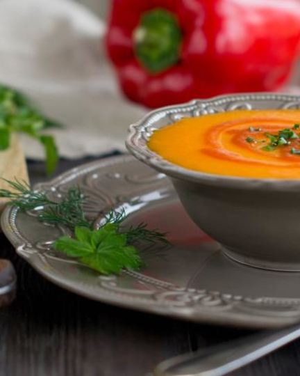 Рецепт овощного супа-пюре с запеченным сладким перцем