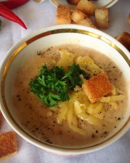 Рецепт супа-пюре из белой фасоли с баклажанами