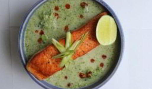 суп-пюре из брокколи с семгой