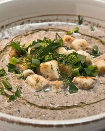 Рецепт супа-пюре из шампиньонов с сухариками