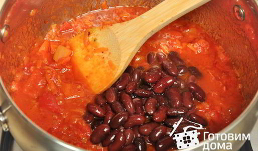 суп-пюре с консервированной фасолью и томатами