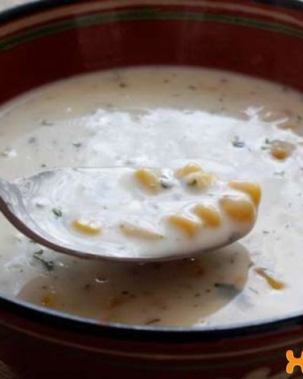 Рецепт сырный суп-пюре с консервированной кукурузой
