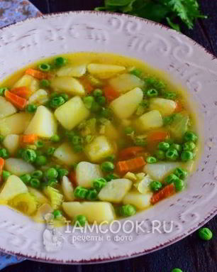 Суп с замороженным зеленым горошком