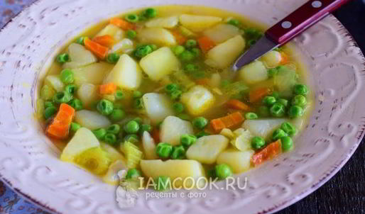 суп с замороженным зеленым горошком