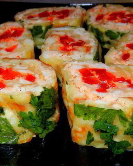 Рецепт супербыстрого сырно-курино-перечный рулет