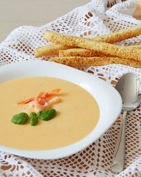 Сырный крем-суп с креветками